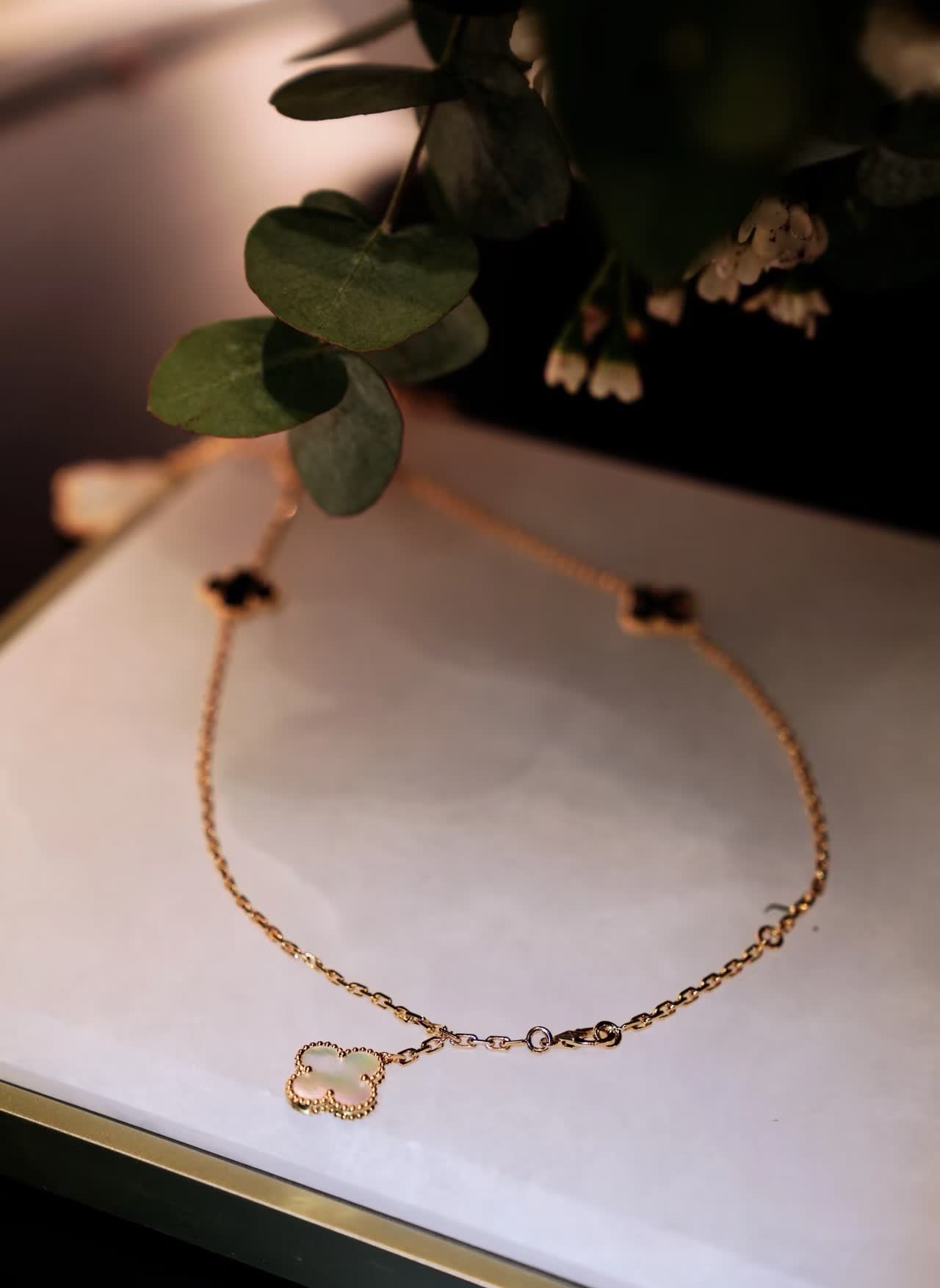 Van Cleef & Arpels Alhambra Gold and Enamel Necklace
